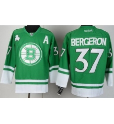 Boston Bruins 37 Patrice Bergeron Green St Patty's Day NHL Jersey