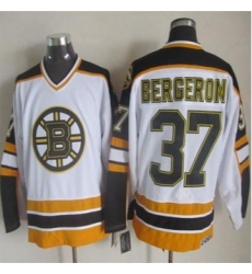 Boston Bruins #37 Patrice Bergeron White Black CCM Throwback Stitched NHL Jersey