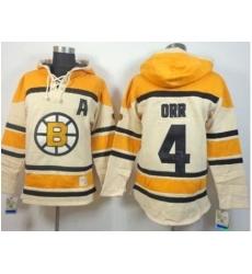 Boston Bruins #4 Bobby Orr Cream Stitched NHL Sawyer Hooded Sweatshirt Jersey
