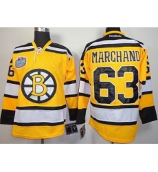 Boston Bruins 63 Brad Marchand Yellow NHL Jerseys