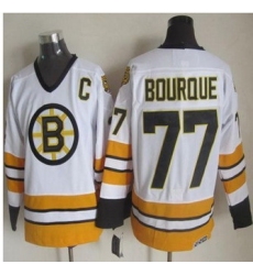 Boston Bruins #77 Ray Bourque White-Yellow CCM Throwback Stitched NHL Jersey