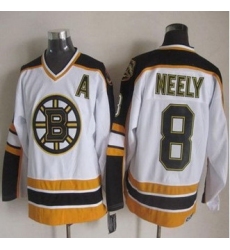 Boston Bruins #8 Cam Neely White-Black CCM Throwback Stitched NHL Jersey