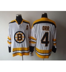 Bruins #4 Bobby Orr CCM Throwback White Stitched NHL Jersey