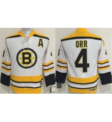 Bruins #4 Bobby Orr White CCM Youth Stitched NHL Jersey