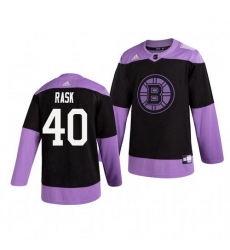 Bruins 40 Tuukka Rask Black Purple Hockey Fights Cancer Adidas Jersey
