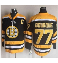 Bruins #77 Ray Bourque BlackYellow CCM Throwback New Stitched NHL Jersey