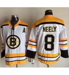 CCM Throwback Bruins  #8 Cam Neely White Stitched NHL Jersey
