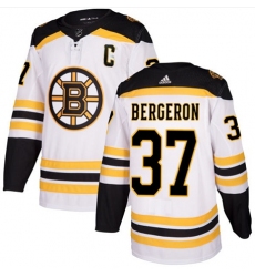 Men Adidas Boston Bruins #37 Patrice Bergeron White NHL Jersey