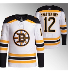 Men Boston Bruins 12 Kevin Shattenkirk White Stitched Jersey