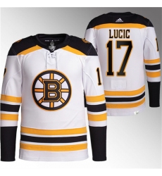 Men Boston Bruins 17 Milan Lucic White Stitched Jersey
