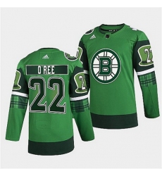 Men Boston Bruins 22 Willie O 27Ree 2022 Green St Patricks Day Warm Up Stitched jersey