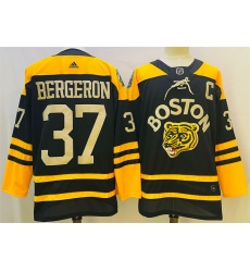 Men Boston Bruins 37 Patrice Bergeron Black Classic Primegreen Stitched Jersey