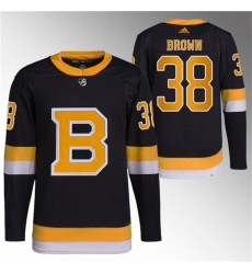 Men Boston Bruins 38 Patrick Brown Black Home Breakaway Stitched Jersey
