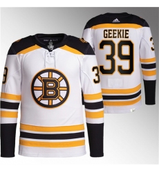Men Boston Bruins 39 Morgan Geekie White Stitched Jersey