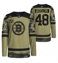 Men Boston Bruins 48 Matt Grzelcyk 2022 Camo Military Appreciation Night Stitched jersey