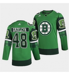 Men Boston Bruins 48 Matt Grzelcyk 2022 Green St Patricks Day Warm Up Stitched jersey