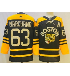 Men Boston Bruins 63 Brad Marchand Black Classic Primegreen Stitched Jersey
