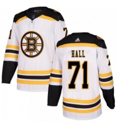 Men Boston Bruins 71 Taylor Hall Adidas Authentic Away White Jersey