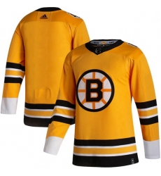 Men Boston Bruins Blank Yellow 2020 21 Reverse Retro Adidas Jersey