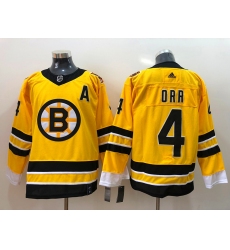 Men Boston Bruins Bobby Orr 4 Yellow 2021 Adidas Stitched NHL Jersey
