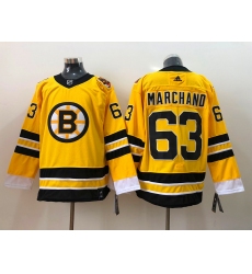 Men Boston Bruins Brad Marchand 63 Yellow 2021 Adidas Stitched NHL Jersey