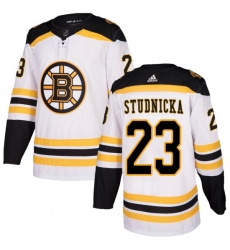 Men Boston Bruins Jack Studnicka Adidas Authentic Away Jersey White