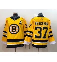 Men Boston Bruins Patrice Bergeron 37 Yellow 2021 Adidas Stitched NHL Jersey
