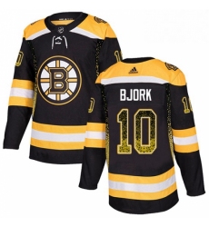 Mens Adidas Boston Bruins 10 Anders Bjork Authentic Black Drift Fashion NHL Jersey 