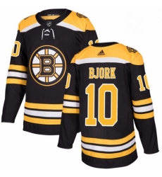 Mens Adidas Boston Bruins 10 Anders Bjork Authentic Black Home NHL Jersey 