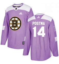 Mens Adidas Boston Bruins 14 Paul Postma Authentic Purple Fights Cancer Practice NHL Jersey 