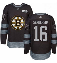Mens Adidas Boston Bruins 16 Derek Sanderson Authentic Black 1917 2017 100th Anniversary NHL Jersey 