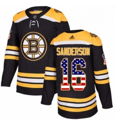 Mens Adidas Boston Bruins 16 Derek Sanderson Authentic Black USA Flag Fashion NHL Jersey 