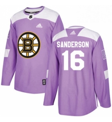 Mens Adidas Boston Bruins 16 Derek Sanderson Authentic Purple Fights Cancer Practice NHL Jersey 
