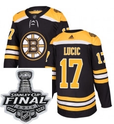 Mens Adidas Boston Bruins 17 Milan Lucic Authentic Black Home NHL Jersey