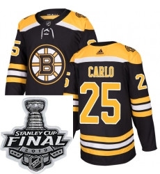 Mens Adidas Boston Bruins 25 Brandon Carlo Authentic Black Home NHL Jersey