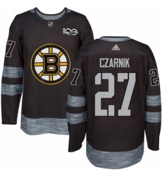 Mens Adidas Boston Bruins 27 Austin Czarnik Authentic Black 1917 2017 100th Anniversary NHL Jersey 
