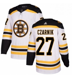 Mens Adidas Boston Bruins 27 Austin Czarnik Authentic White Away NHL Jersey 