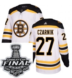Mens Adidas Boston Bruins 27 Austin Czarnik Authentic White Away NHL Jersey