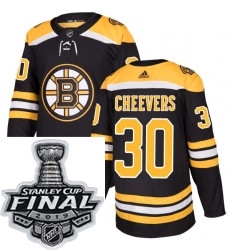 Mens Adidas Boston Bruins 30 Gerry Cheevers Authentic Black Home NHL Jersey