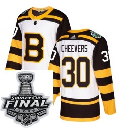 Mens Adidas Boston Bruins 30 Gerry Cheevers Authentic White 2019 Winter Classic NHL Jersey