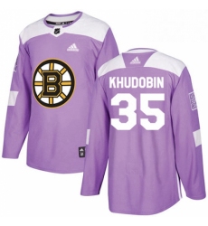 Mens Adidas Boston Bruins 35 Anton Khudobin Authentic Purple Fights Cancer Practice NHL Jersey 