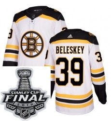 Mens Adidas Boston Bruins 39 Matt Beleskey Authentic White Away NHL Jersey