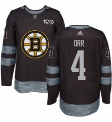 Mens Adidas Boston Bruins 4 Bobby Orr Authentic Black 1917 2017 100th Anniversary NHL Jersey 