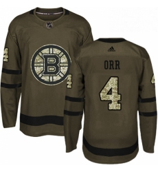 Mens Adidas Boston Bruins 4 Bobby Orr Premier Green Salute to Service NHL Jersey 
