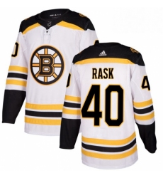 Mens Adidas Boston Bruins 40 Tuukka Rask Authentic White Away NHL Jersey 