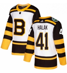 Mens Adidas Boston Bruins 41 Jaroslav Halak Authentic White 2019 Winter Classic NHL Jerse