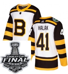 Mens Adidas Boston Bruins 41 Jaroslav Halak Authentic White 2019 Winter Classic NHL Jersey