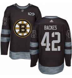 Mens Adidas Boston Bruins 42 David Backes Authentic Black 1917 2017 100th Anniversary NHL Jersey 