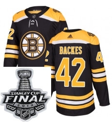 Mens Adidas Boston Bruins 42 David Backes Authentic Black Home NHL Jersey