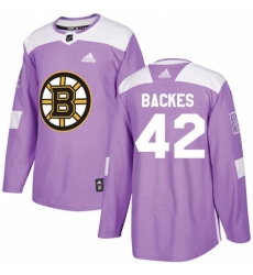 Mens Adidas Boston Bruins 42 David Backes Authentic Purple Fights Cancer Practice NHL Jersey 
